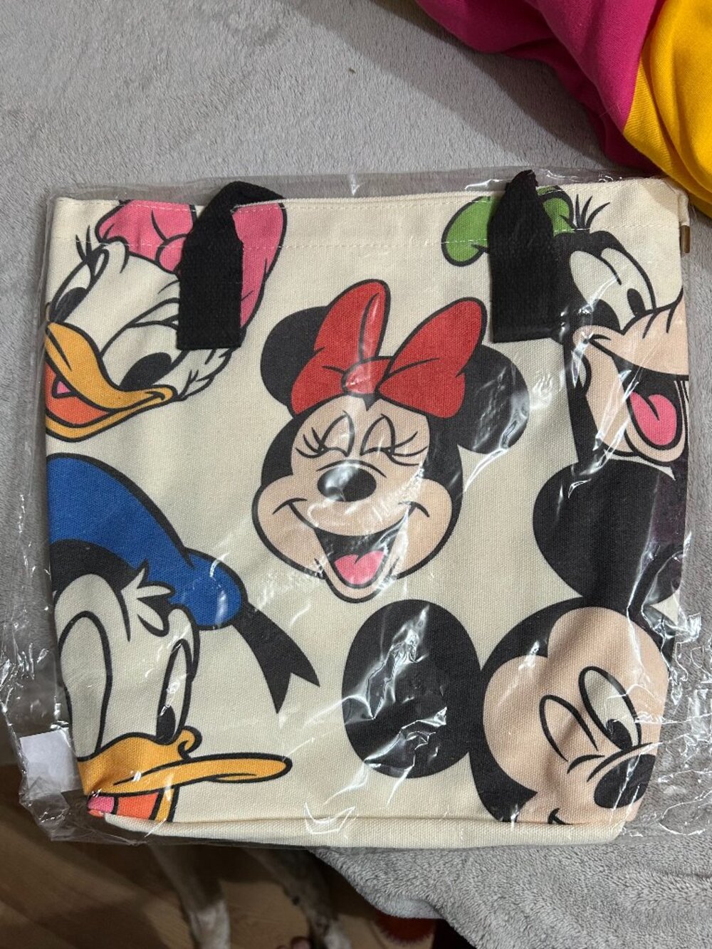 Disney Friends Canvas Tote Bag Mickey Minnie Donald Goofy Daisy